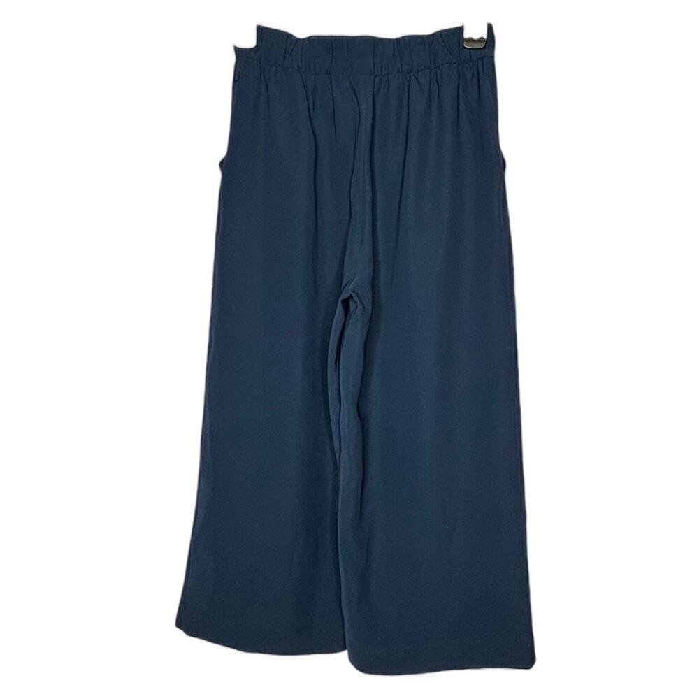Lululemon Noir Cropped Navy Blue Tie Waist Wide Leg High Rise Size 4 - Picture 2 of 7